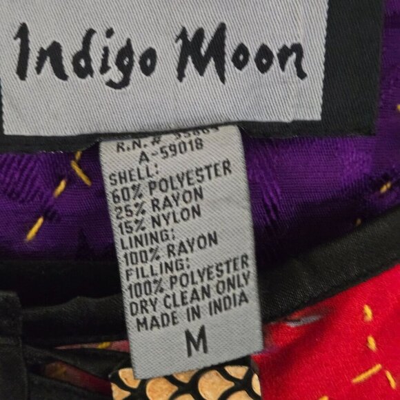 Indigo Moon Vintage Mixed Media Patchwork Jacket Pockets Art To Wear Size M - Picture 7 of 7